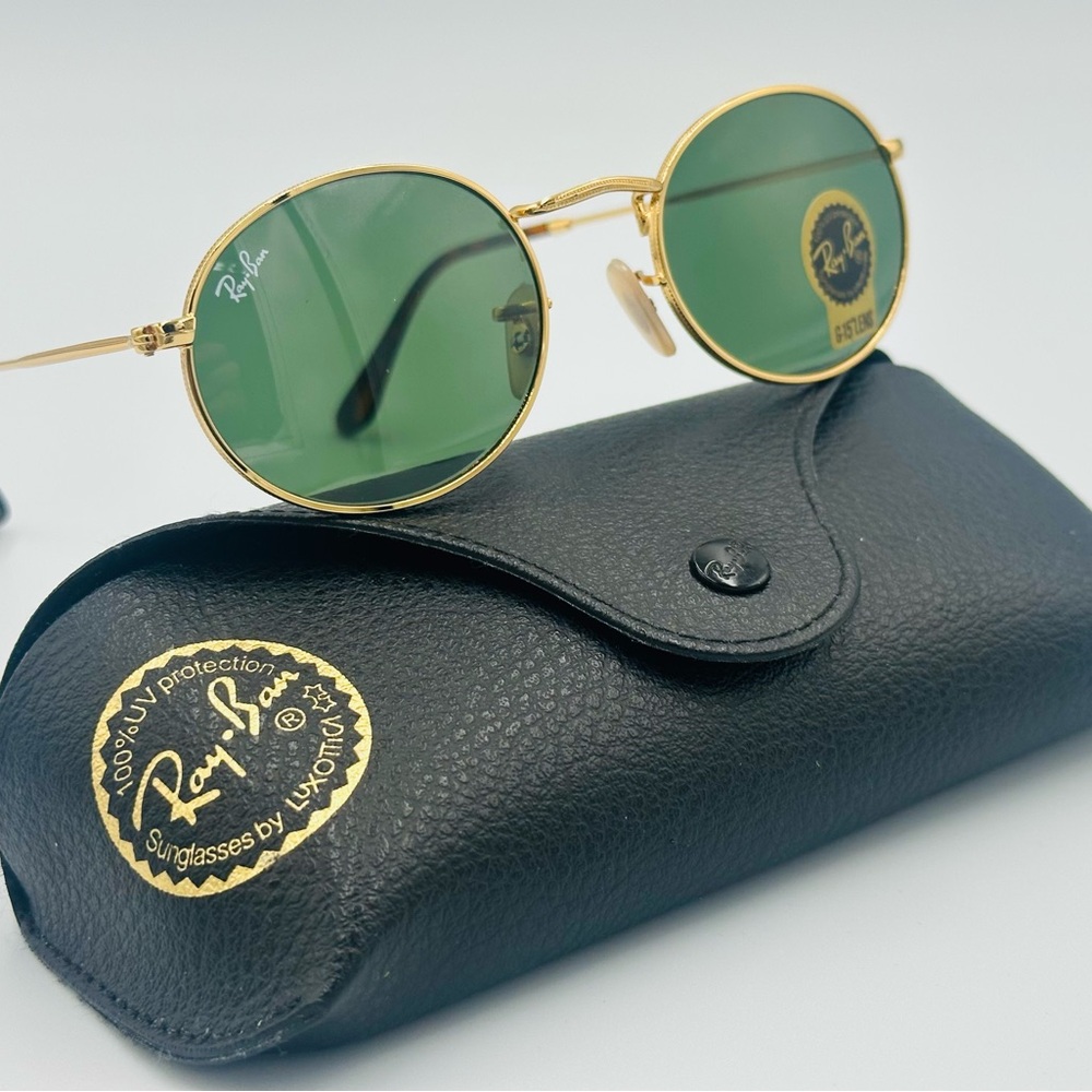 Ray-Ban Oval Women’s Sunglasses RB3547 51mm Arista Gold with Green (G-15) Lens - Picture 4 of 10